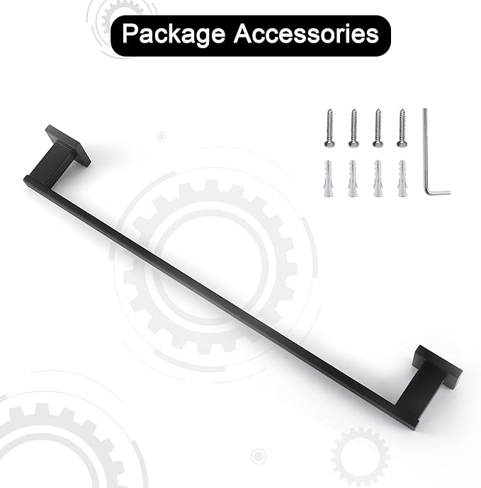 LANC 32-Inche Long Towel Bar for Bathroom Wall Mounted Matte Black Bath Towel Rack Stainless Steel Towel Rod for Kitchen Square Towel Holder Towel Rail Towel Hanger, A9010MB-L8