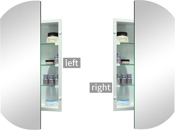 16x26 Inch Medicine Cabinet with Mirror, Arched Metal Frameless Wall Cabinet with Mirror, Surface Mount or Recessed Medicine Cabinet for Bathroom,Bathroom Mirror with Storage