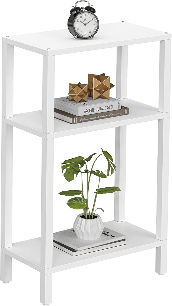 TUTOTAK Small Side Table, Narrow End Table, Skinny Sofa Table, Slim Nightstand, Couch Table, Living Room, Bed Room, White TB01BW077