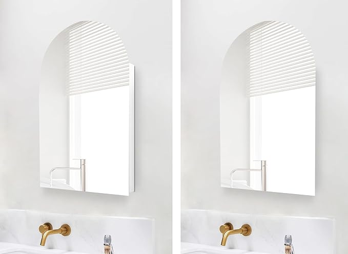 20x30 Inch Arched Medicine Cabinet with Mirror,Recessed Or Surface Mount for Bathroom Bedroom with Storage, Arched Frameless Medicine Cabinet