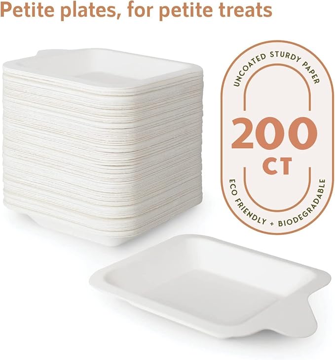 Upper Midland Products Small Paper Plates 4 Inch - 4 Inch Paper Dessert Plates Biodegradable | White (White - 200)