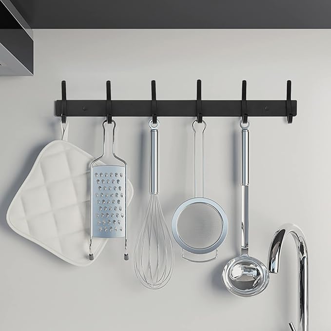 FANYITY 2 Pack Black Coat Rack Wall Mount, 24 Inch Coat Hooks for Wall, Entryway Coat Hanger Wall Mounted with 8 Double Dual Hooks for Purse Jacket Hat (8 Hook Black 2)