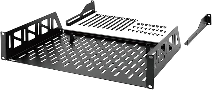 Tecmojo 2U Rack Shelf,19 inch Server Rack Shelf 12 inch Depth,Weight Capacity 110Lbs/50kg,Rack Mount Shelf for 19" Network Racks & Cabinets,with Complete Accessories