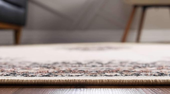 Unique Loom Reza Collection Traditional Persian Style Area Rug, 9 ft 10 in x 13 ft, Ivory/Brown