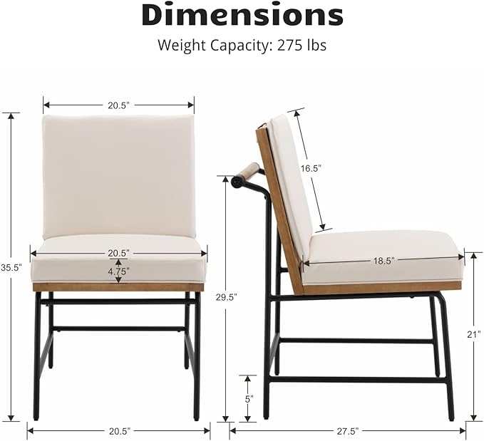 HEAH-YO Modern Dining Chairs Set of 4, PU Leather Upholstered Dining Chairs with Backrests, Armless Dining Room Chairs for Kitchen, Beige