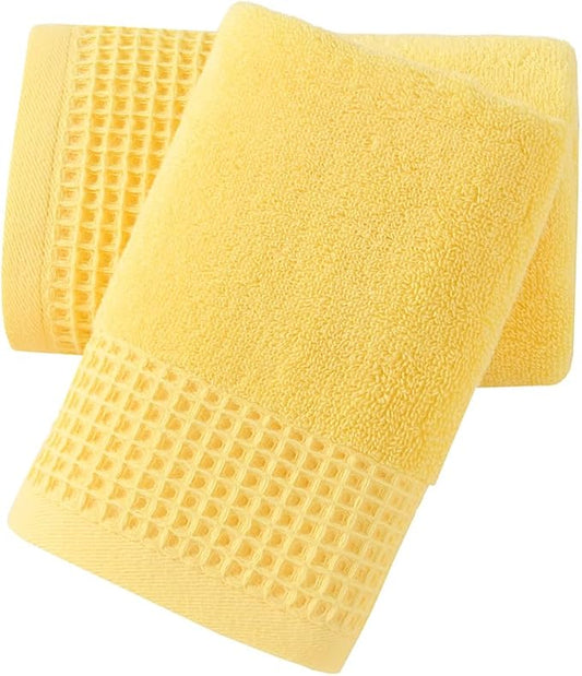 sense gnosis Yellow Hand Towel Set of 2 Super Soft 100% Cotton Quick Dry Absorbent Waffle Weave Decorative Bath Hand Towels for Bathroom 13" x 29"