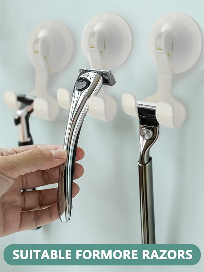 2-Pack Razor Holder for Shower with Suction Cup - Vacuum Wreath Hanger for Door, Wall, or Window, No Drill Adhesive Hook for Bathroom, Kitchen, Hotel - Black