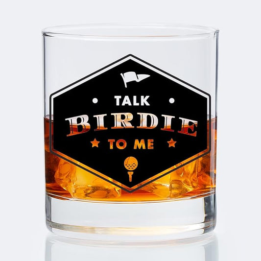 Golf Lovers Gifts Old Fashioned Whiskey Glasses, Golfing Gifts for Golfers, Talk Birdie To Me 10 oz Rocks Barware Cup for Cocktail Drinks Scotch Bourbon Liquor