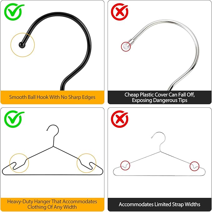 Black Aluminum Hangers, 16.5 Inch Smooth and Durable Metal Shirt Dress Hanger, Lightweight and Sturdy Metal Hanger for Suit Jackets and Casual Pants (30 Pack)