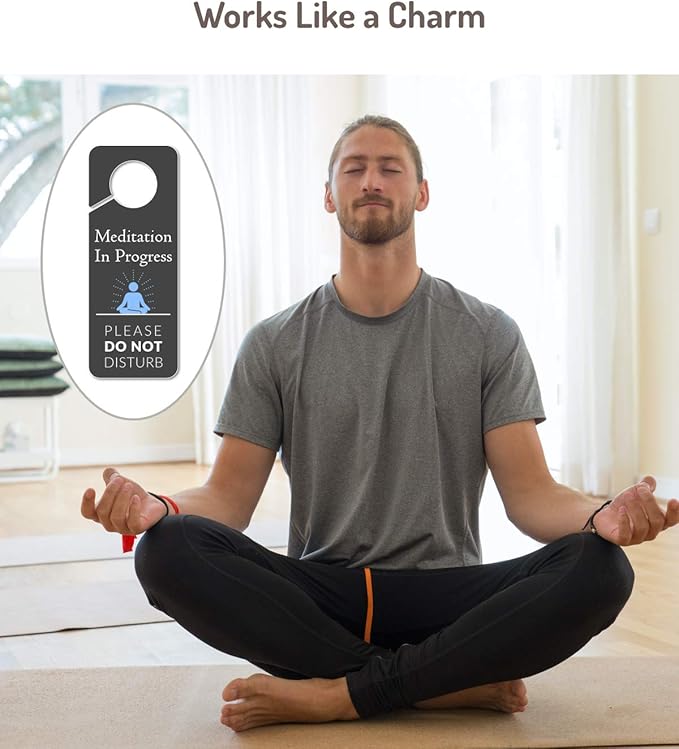 2 Pack Meditation Door Hanger, 9.3"x3.5" PVC Plastic, Do Not Disturb Sign for Room