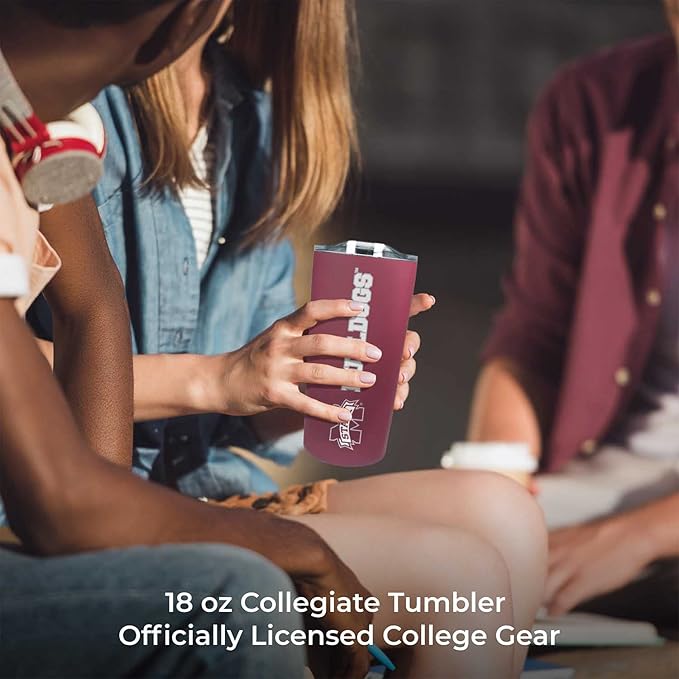 Campus Colors NCAA Stainless Steel Tumbler perfect for Gameday - 18 oz - Double Walled - Keeps Drinks Perfectly Insulated (Mississippi State Bulldogs - Maroon)