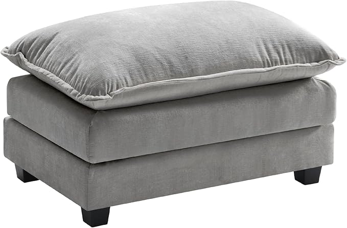 Ihanherry Ottoman for Modular Sectional Cloud Couch, Chenille Deep Seat Sofa for Living Room, Bedroom and Apartment, Grey