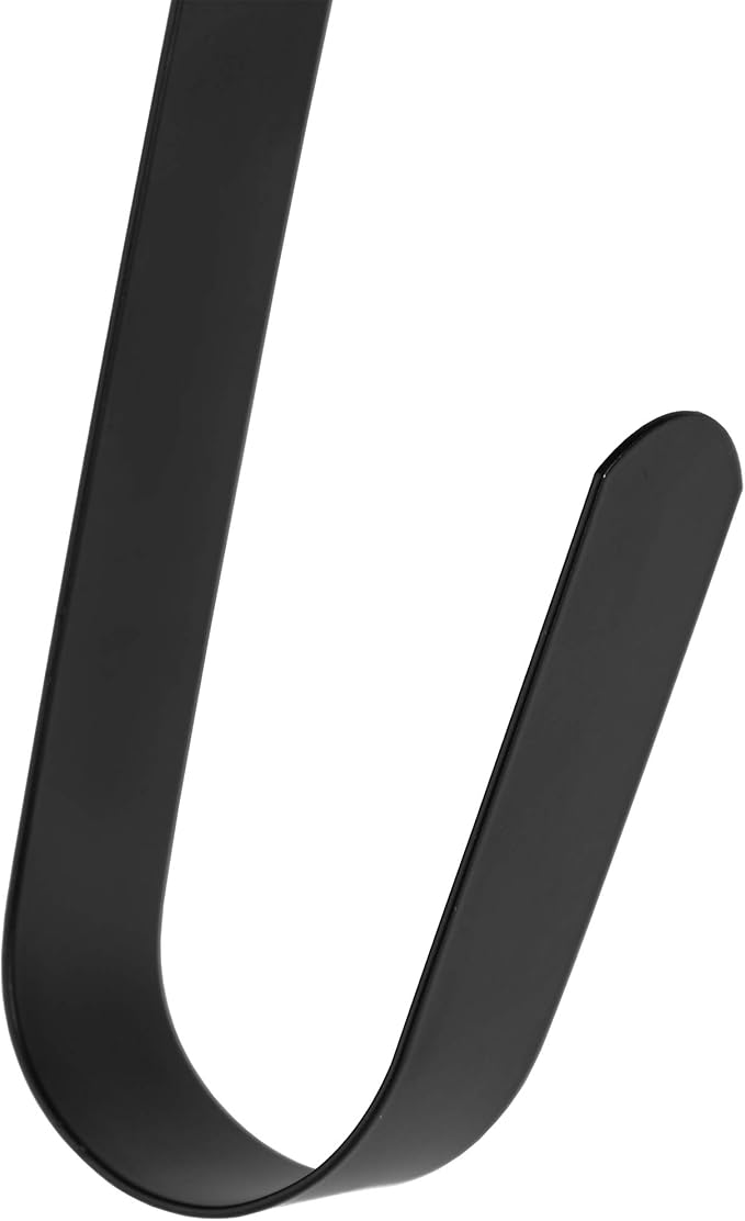 RN'D Over Door Wreath Hanger Hook - Thin Metal Overdoor Wreath Holder Seasonal Hooks for Front or Back Door (Black, 12")