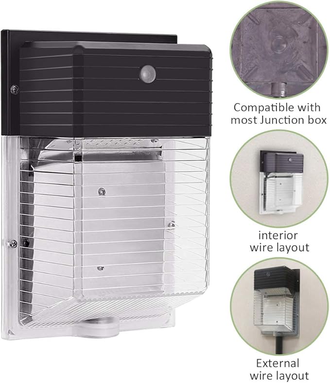 LED Wall Pack Light,30W 4050lm 5000K(Dusk to Dawn Photocell,IP65 Waterproof), 400W Equiv. AC100-277V, ETL DLC Listed 5-Year Warranty Outdoor Security Lighting