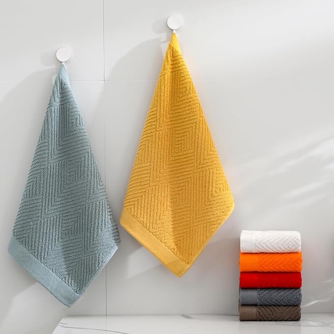 sense gnosis Super Soft Lime White Washcloth Terry Striped Weave Pattern Ultra Absorbent 100% Cotton Washcloths Towel for Bathroom Home Kitchen 13 X 13 Inch, 6 Pieces