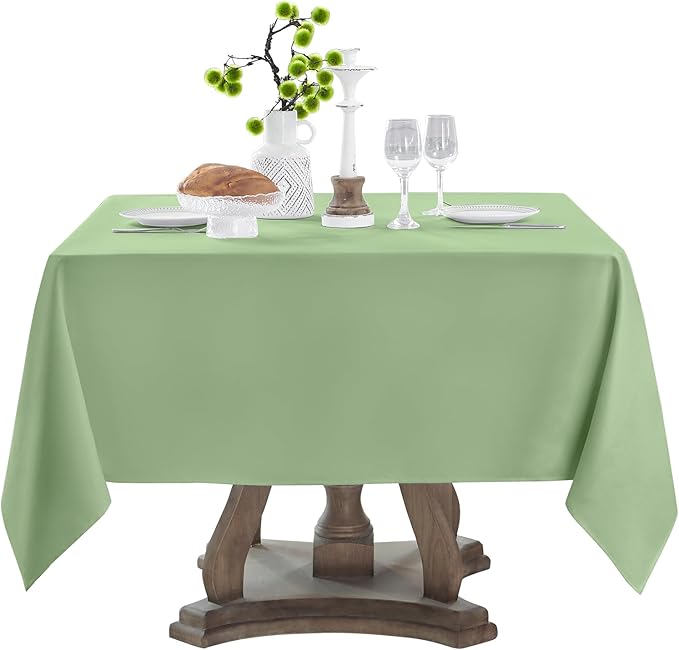 Square Tablecloth 52 x 52 Inch Sage Green Tablecloths Stain-Wrinkle Resistant Washable Polyester Table Cloths for Holiday, Buffet Parties, and Weddinge 1pack