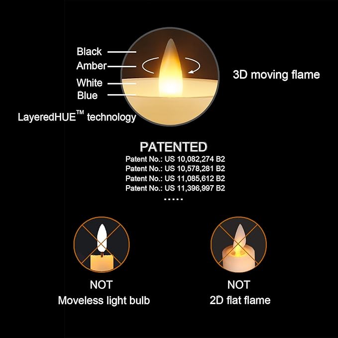Flameless Taper Candles Flickering with Remote and Timer, 3D Moving Flame Taper Candle Battery Operated to 400 Hours, 9 Inch Window Candles, (Ivory)