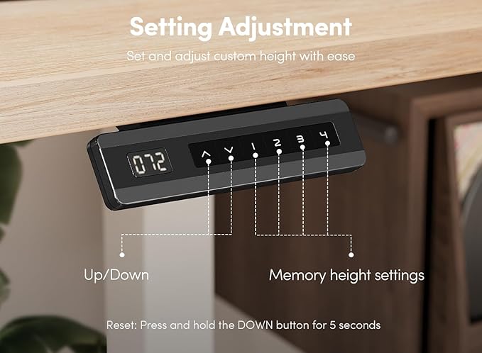 FEZIBO 40 x 24 Inch Height Adjustable Electric Standing Desk with Double Drawer, Computer Desk, Home Office Stand Up Table with 4 Height-Adjustable Feets & 2 Hooks, Maple