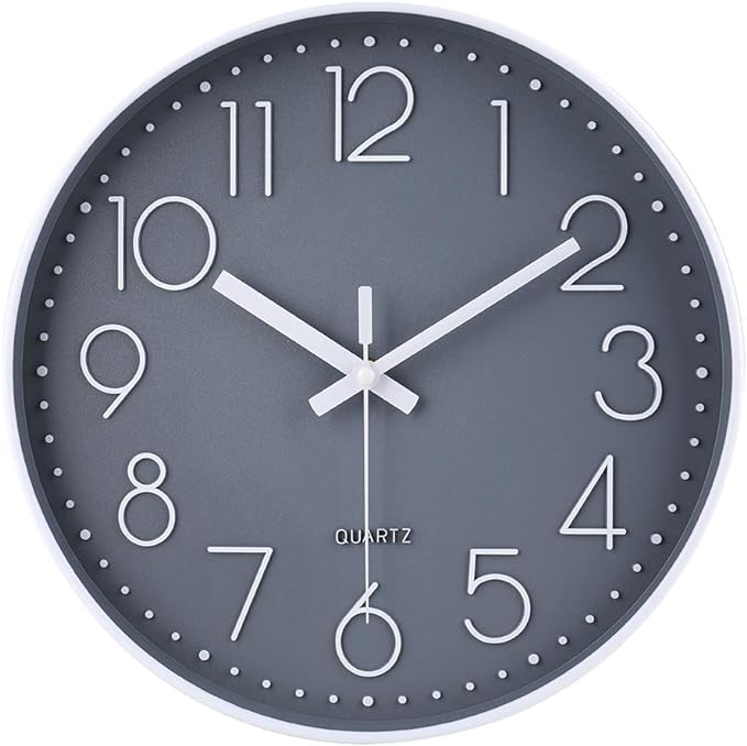 jomparis Wall Clock 12 Inch Non-Ticking Silent Battery Operated Round Wall Clock Modern Elegant Simple Style Clock for Home Office Kitchen Bedroom Living Room