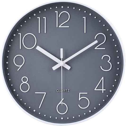 jomparis Wall Clock 12 Inch Non-Ticking Silent Battery Operated Round Wall Clock Modern Elegant Simple Style Clock for Home Office Kitchen Bedroom Living Room