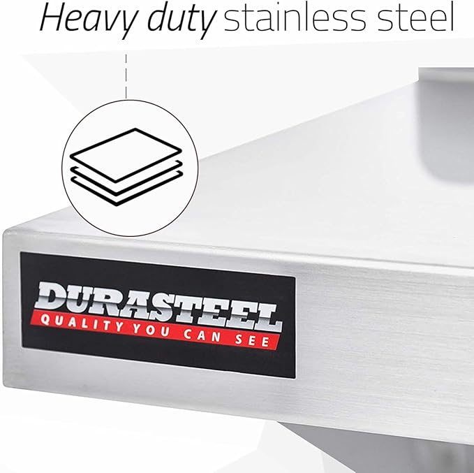 DuraSteel Stainless Steel Shelf - 36 Inch Wide x 14 Deep Commercial NSF Mounted Metal Wall Shelf Pantry Organizer Garage Storage Shelves - Rack Shelving Restaurant Kitchen Units Laundry Utility Room