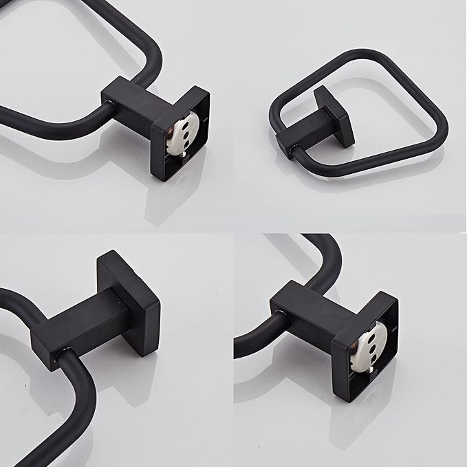 Matte Black Towel Ring for Bathroom 2 Pack, Kitchen Bath Towel Holder Hangers Wall Mount Heavy Duty Stainless Steel