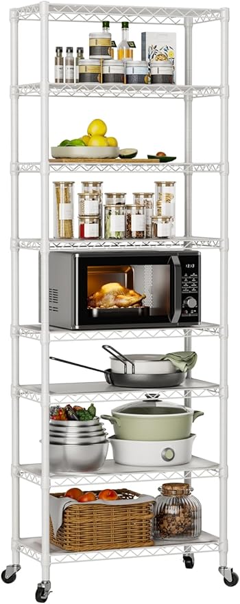 8 Tier Adjustable Storage Shelves Heavy Duty Metal Shelf Wire Shelving Unit Organizer Rack for Home Kitchen Office Pantry Room Bathroom Shelving Organizers and Storage Laundry