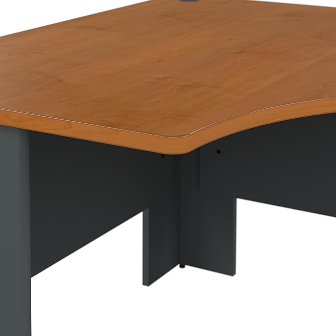 Bush Business Furniture Series A 48W Corner Desk in Natural Cherry and Slate, Compact L Shaped Workstation, Office Desktop Solution for Workspace