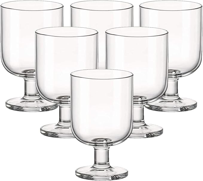 Bormioli Rocco Hosteria Set Of 6 Stackable Wine Glasses, 5.5 Oz. Goblet, Clear Tempered Glass, Made In Italy.