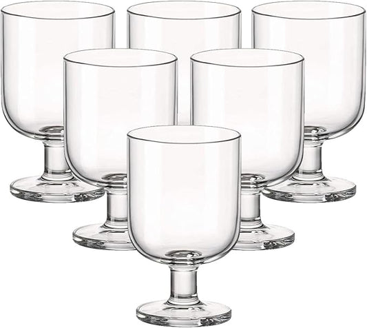 Bormioli Rocco Hosteria Set Of 6 Stackable Wine Glasses, 5.5 Oz. Goblet, Clear Tempered Glass, Made In Italy.