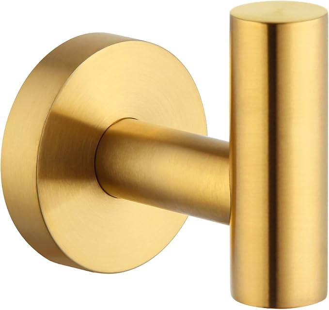 Angle Simple Bathroom Towel Hook, SUS304 Stainless Steel Bath Towel Holder, Robe Hook for Wall, Brassy Gold