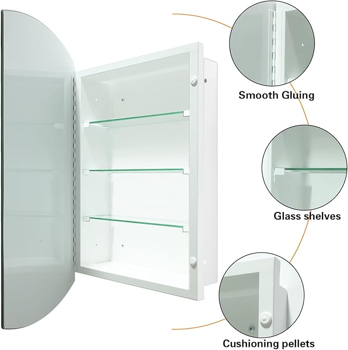 22x30 inch Medicine Cabinet Frameless Bathroom Mirror Cabinet Recess or Surface Mounted Medicine Cabinet with Mirror Cabinet for Bathroom Living Room Toilet Kitchen