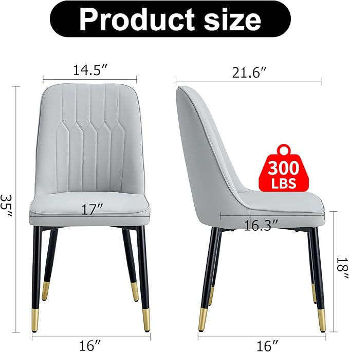 Dining Chairs Set of 8，Modern Dining Chairs, Equipped with PU Leather Backrest Cushions and Black Metal Legs, Suitable for Restaurants, Kitchens, and Bedrooms Dining Room Chairs