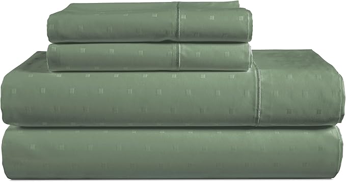 LANE LINEN 100% Egyptian Cotton Bed Sheets - Cal King 4-Piece Set, Long Staple Cotton, Luxury Hotel Quality, Fits Up to 16" Mattress, Swiss Dot - Iceberg Green