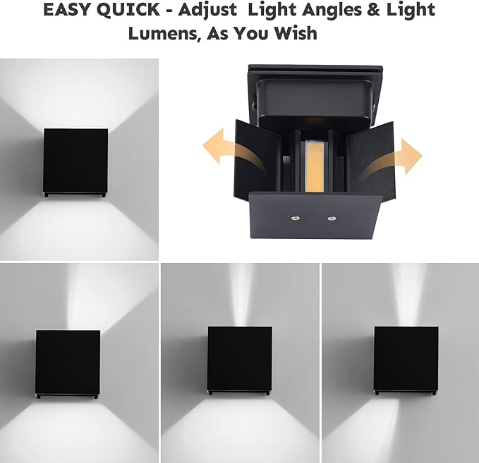 Outdoor Wall Sconces Wall Lighting 20W LED Wall Pack Light Adjustable Up Down Light Beam Waterproof Outdoor Wall Lights Exterior for Porch Patio Outdoor Porch Light 4.7 in. 6500K