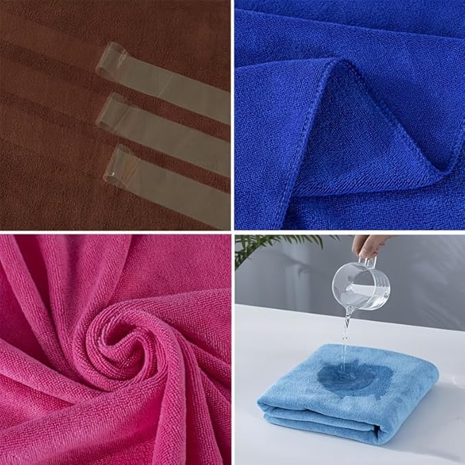 2pcs/Set, Bath Towel and Dry Hair Towel, Lightweight and Absorbent, Suitable for Home, Travel, Camping (Blue)