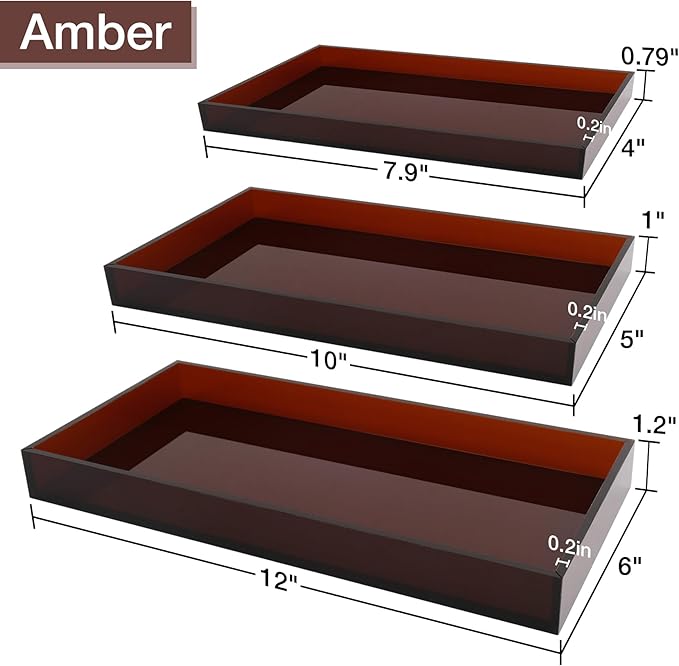 Acrylic Tray 5mm Thicken 10x5'' Decorative Serving Tray for Bathroom, Toilet Tank, Sink Countertop, Living Room,Dresser, Coffee Table