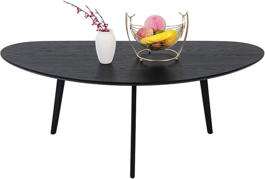 FIRMINANA Mid Century Modern Coffee Table, Oval Black Coffee Table for Living Room & Small Spaces, 47.3" W x 23.63" D x 17.72" H
