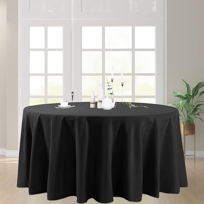 6 Pack Black Round Tablecloths 70 Inches Table Cloth Stain and Wrinkle Resistant Washable Polyester Table Cover Fabric for Party, Wedding,Dining,and Banquet Decoration