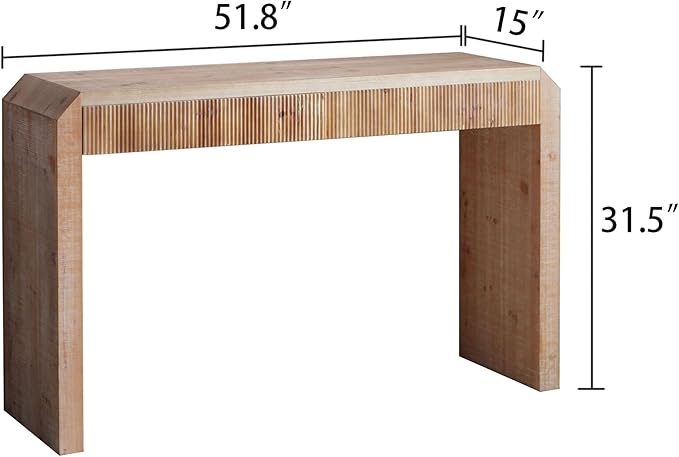 Rustic Wooden Console Table with Drawer, Sofa Table Behind Couch with Ribbed Texture, Retro Entryway Table for Hallway Foyer (51.8 Inch, Natural Wood)