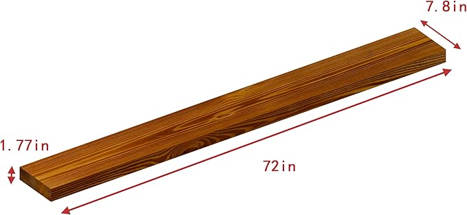 foxsky 72 Inch Solid Pine Wood Floating Shelves for Wall with Hidden Brackets, Rustic Farmhouse Wall Mounted Shelf for Bathroom, Living Room, Bedroom, Kitchen, Office Decor (Honey Oak)