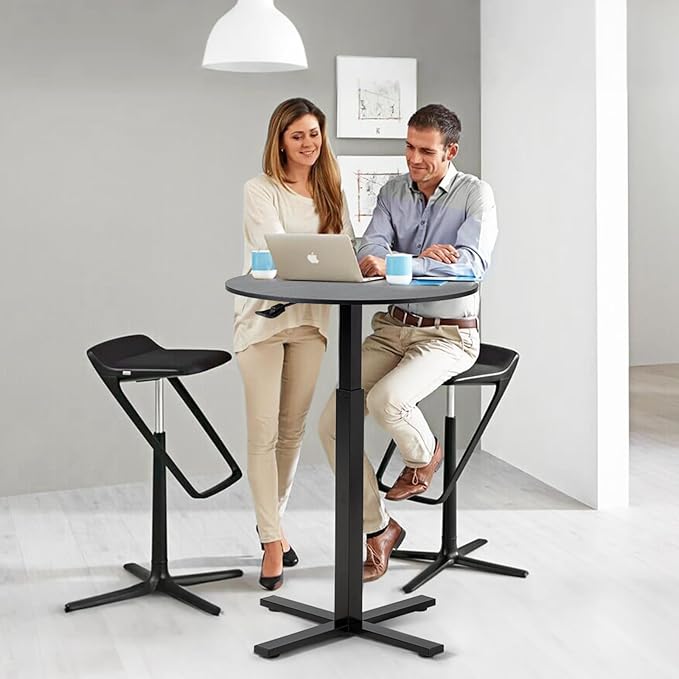 Round Cocktail Bar Table,Height-Adjustable Round Pub Table 23.8 Inches with Removable Wheel & Interchangeable Feet, Dual-Use for Kitchen, Coffee Bar, Pub,Home or Dining,Black