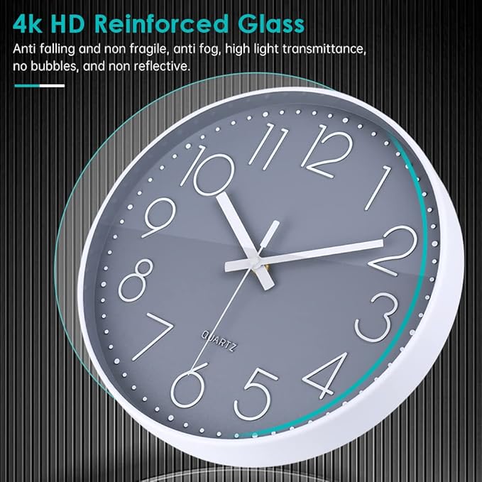 jomparis Wall Clock 12 Inch Non-Ticking Silent Battery Operated Round Wall Clock Modern Elegant Simple Style Clock for Home Office Kitchen Bedroom Living Room