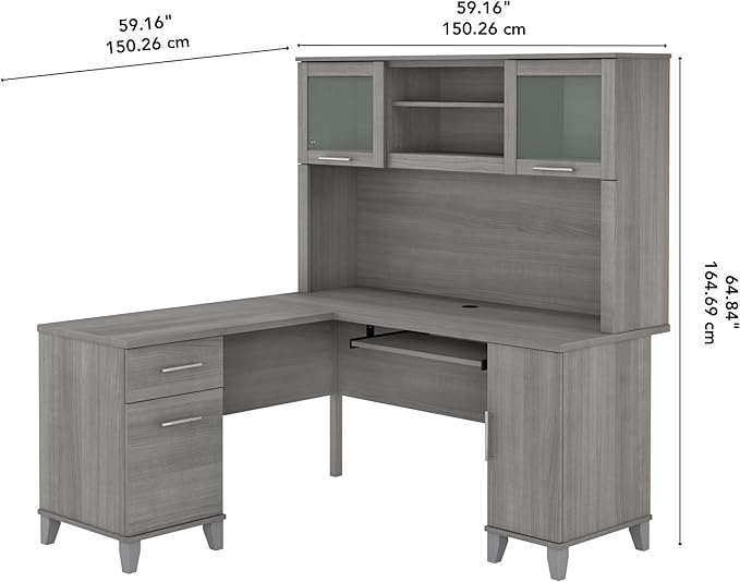Bush Furniture File Drawer Accommodates Letter-Size documents While Box Drawer Stores Office Supplies and Utensils