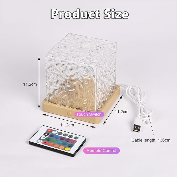 Ocean Wave Projector Light, 16-Color Luminorthe Cube Lamp & App Remote, 3D Holographic Water Ripple Romantic Ambient Lighting for Child's Room, Meditation Relaxation, Night Light