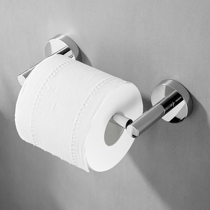 Chrome Toilet Paper Holder Towel Ring,Bathroom Hardware Set,Hand Towel Holder Wall Mount Tissue Roll Holder with Double Post Bath Accessories SUS304 Stainless Steel 2pc