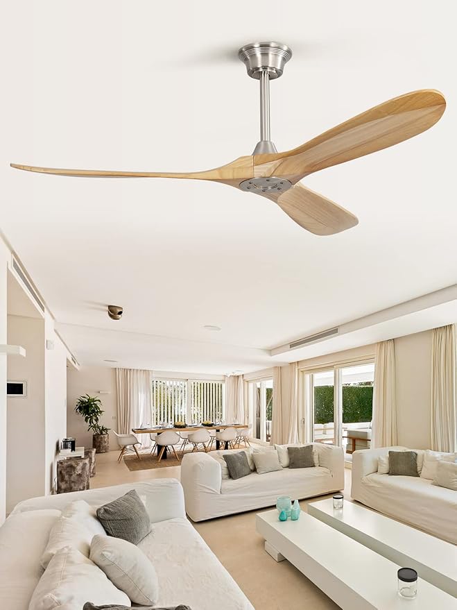 Sofucor Ceiling Fan without Lights, 60 Inch Low Profile Flush Mount Mordern Ceiling Fan with Remote for Indoor Farmhouse Bedroom Living Room Outdoor Patio Porch, Reversible DC Motor, Noiseless