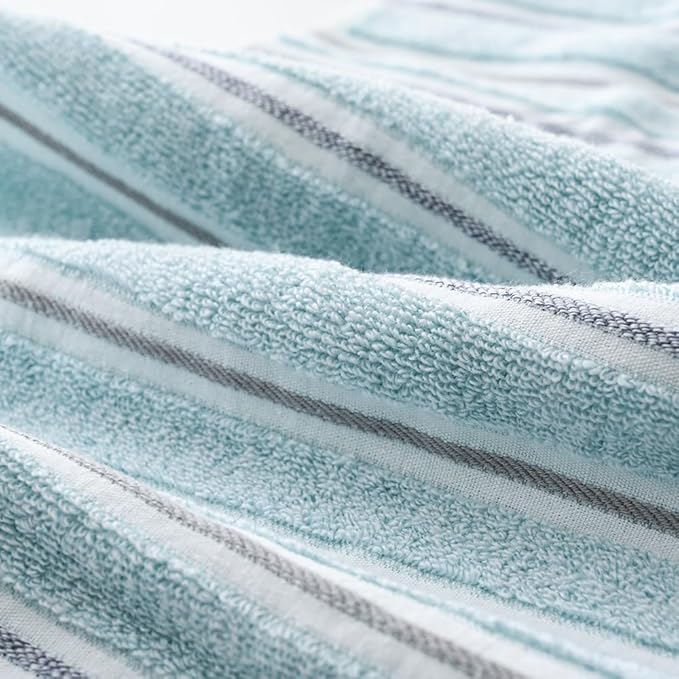 YiLUOMO Green Ribbed Striped Hand Towel Set of 2 Soft and Absorbent Cotton Bathroom Hand Towel Spring Decorative 13 x 29 Inch