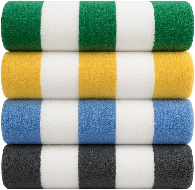 Cotton Turkish Beach Towel with Towels Oversized 36"x72" Pool Absorbent Extra Large Quick Dry Sand Travel Towel (Cabana Mix, 4 Pack)