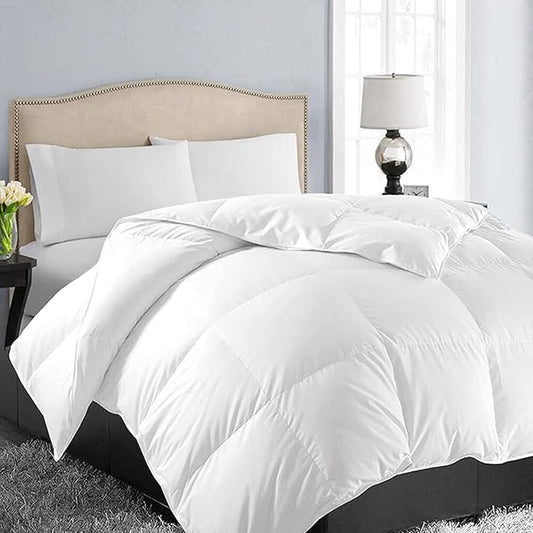 EASELAND Down Alternative Comforter Full Size- Quilted Duvet Insert for All Seasons, Soft Cozy with Corner Tabs, Summer Winter Warm Bedding, Pure White 82×86